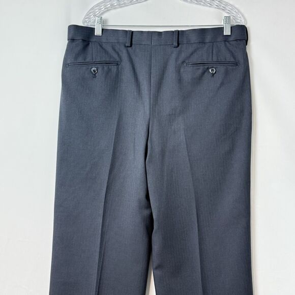 Paul Frederick Men’s 36x28 Navy Blue Pleated Dress Pants Cuffed Extended Waist - Picture 3 of 16